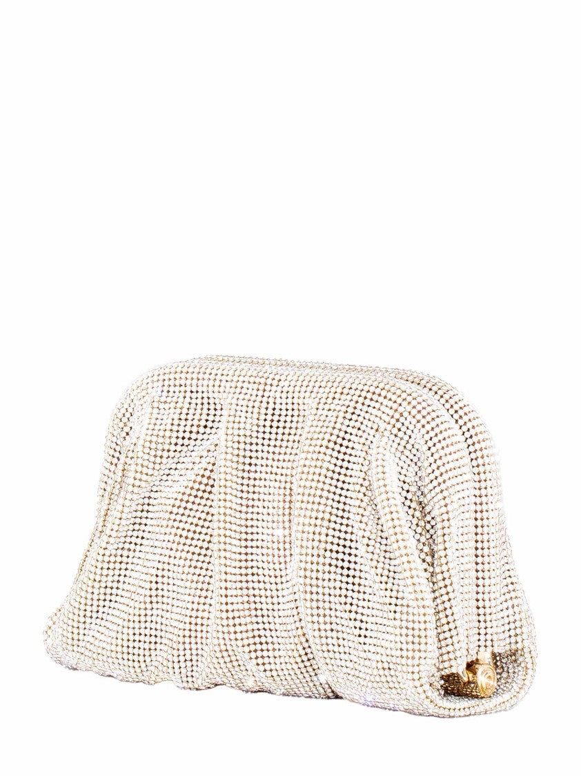 Benedetta Bruzziches Rhinestone-Embellished White Aluminum Mesh Clutch