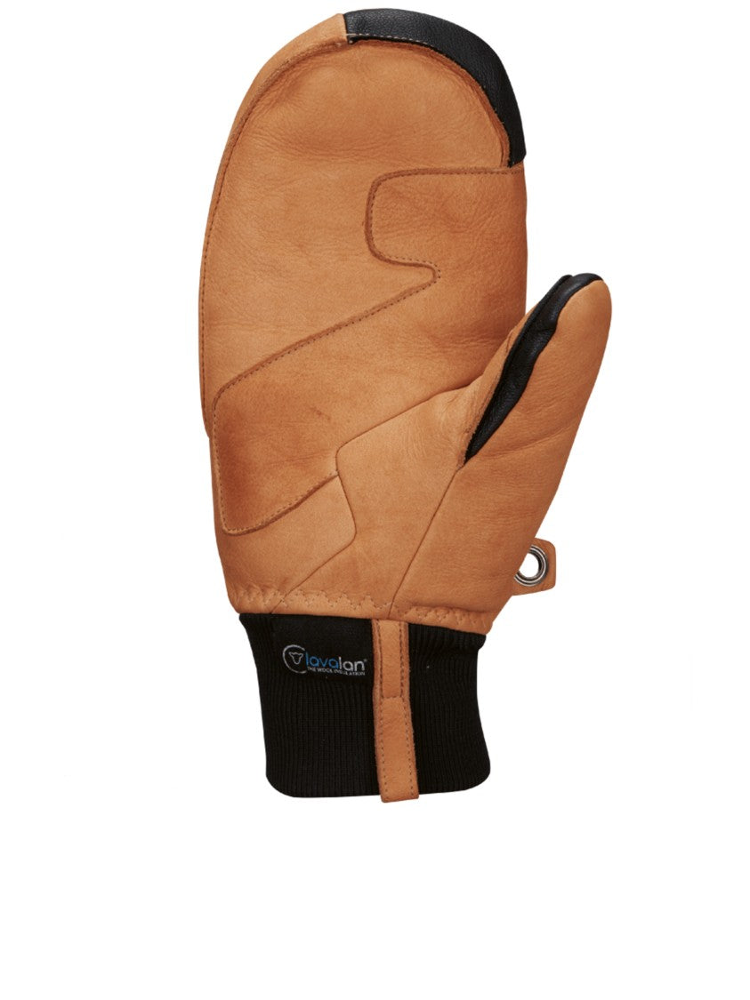 Snowlife Smooth Tan Leather Mittens With Ribbed Cuff And Accents