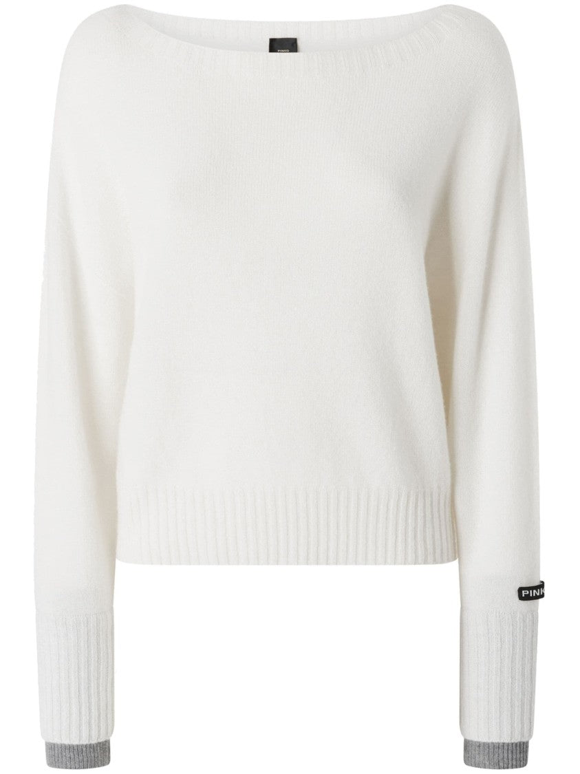 Pinko Relaxed Fit Off-The-Shoulder Knitted Sweater