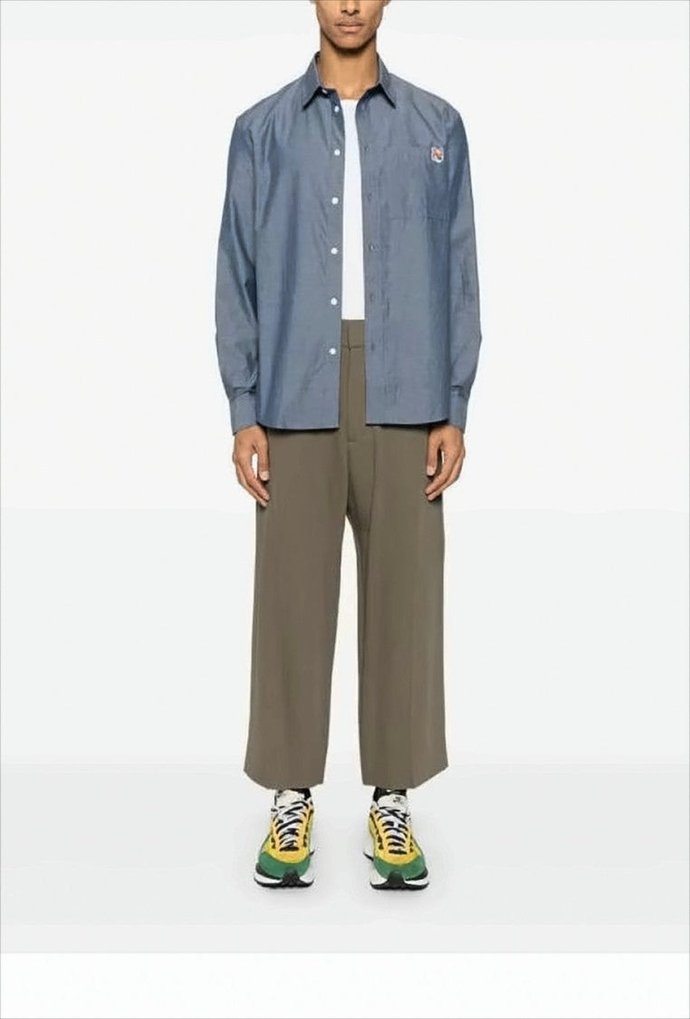 Maison Kitsuné Long-Sleeve Shirt With Classic Collar And Embroidered Fox Patch