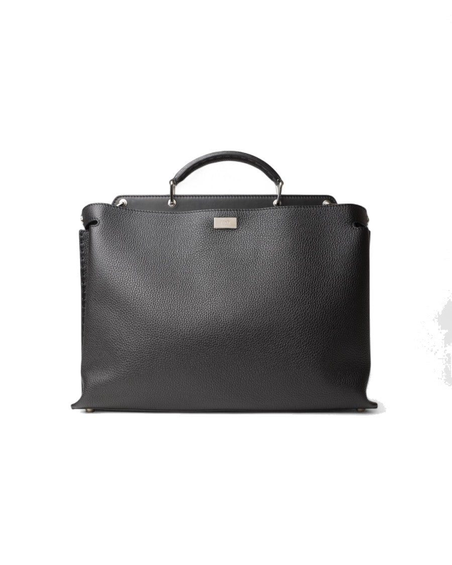 Fendi Peekaboo Utility Large In Grained Leather, Black