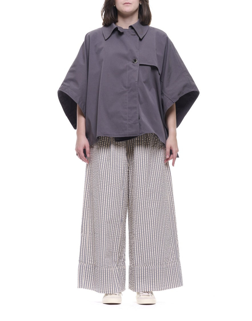 Eat Dust 673 Iron/Off-White Culotte Striped Cotton Pants
