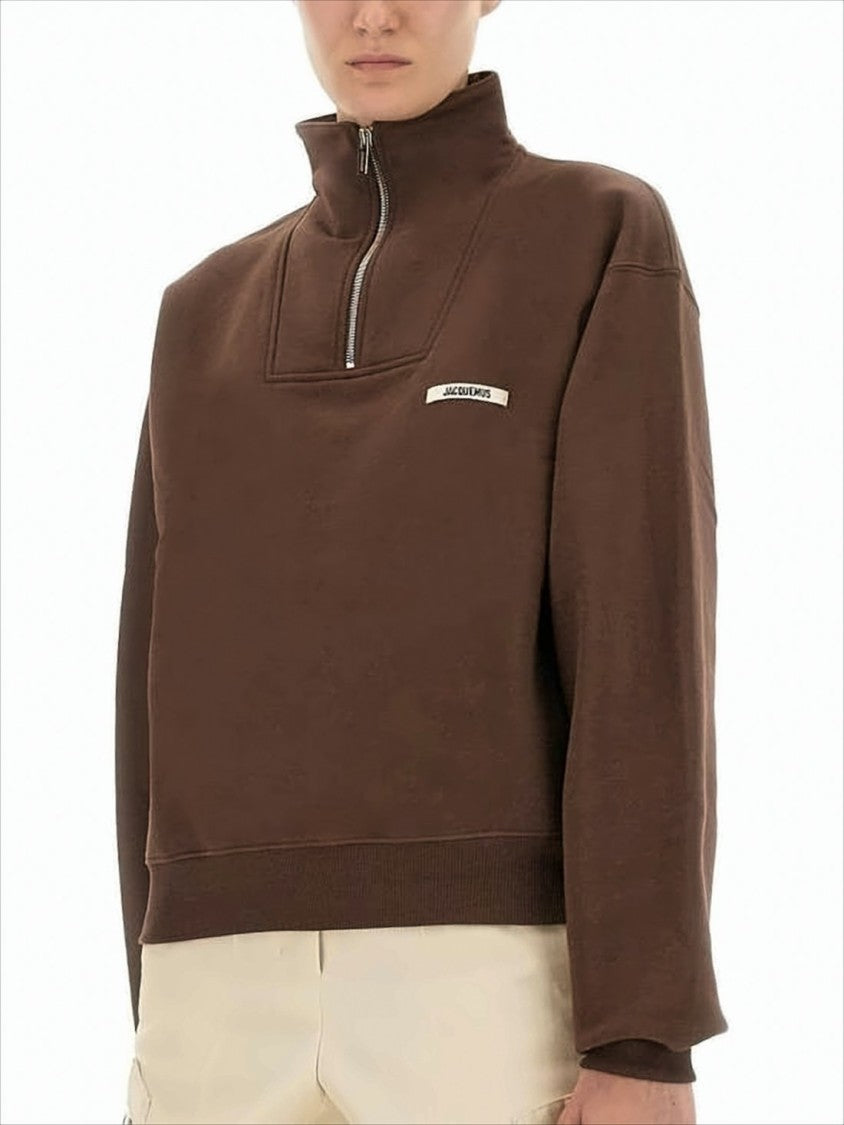 Jacquemus Cropped Turtleneck Sweatshirt With Half-Zip Closure