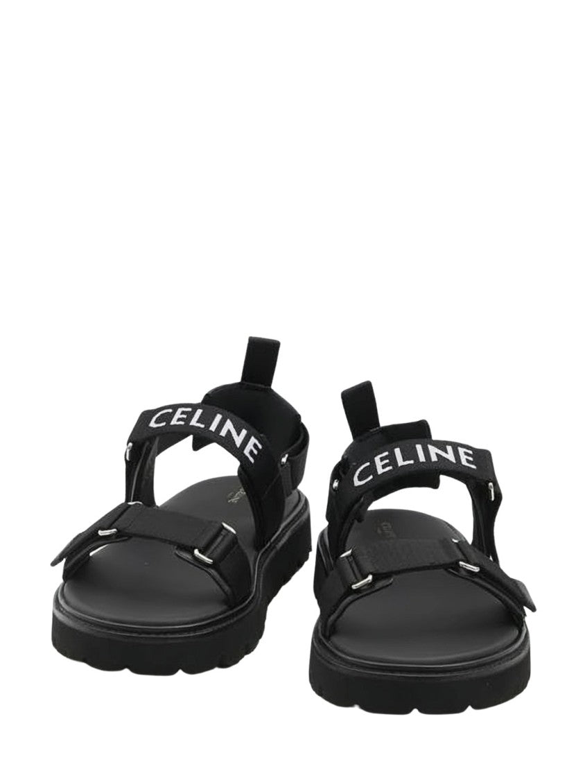 Celine Minimalist Black Sandals With Adjustable Straps