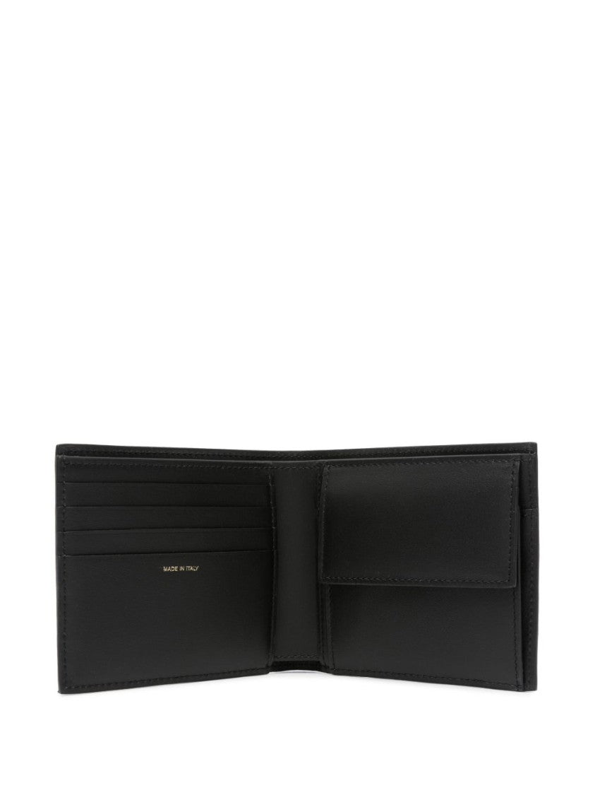 Paul Smith Calf Leather Wallet With Vertical Multicolor Stripe Detail