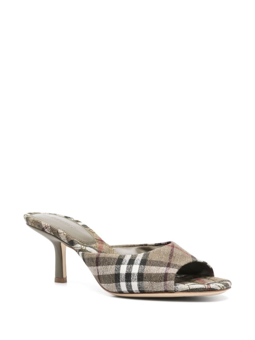 Burberry Open-Toe Plaid Sandals With Cross-Over Straps