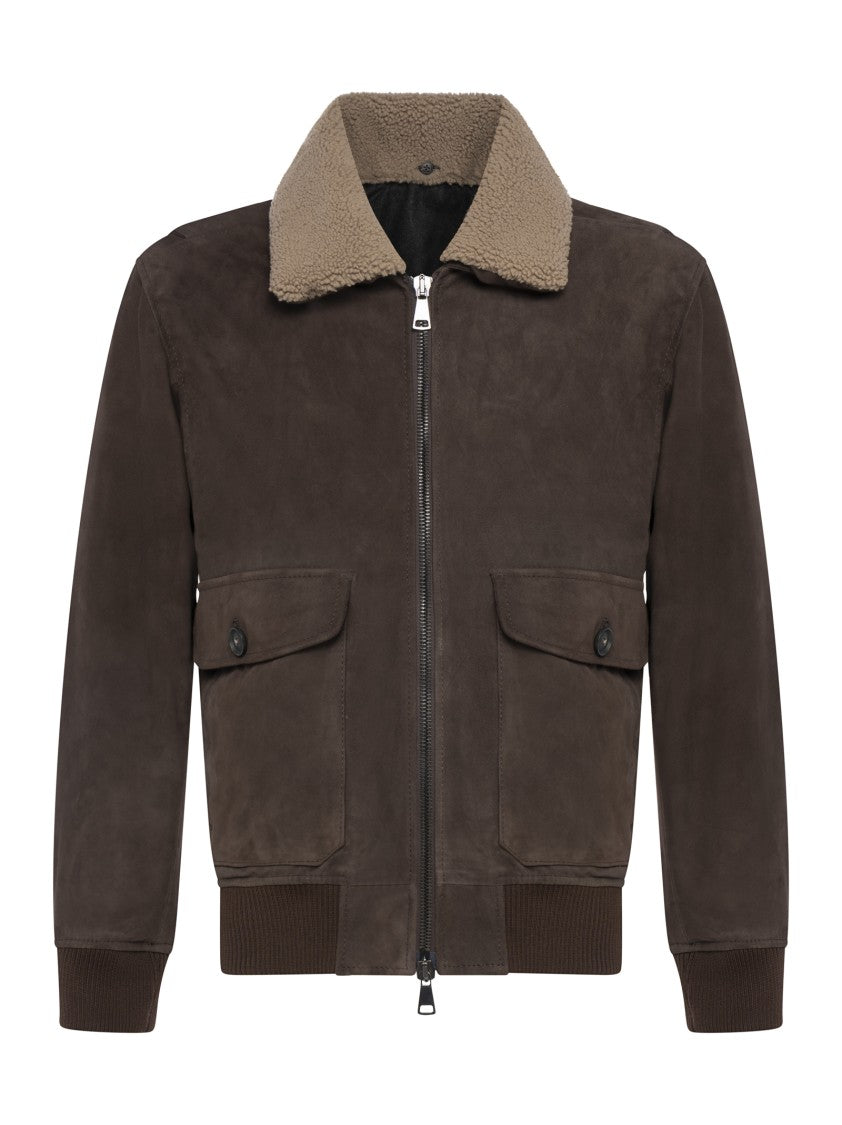 Franzese Collection Water-Repellent Suede Lambskin Bomber Jacket