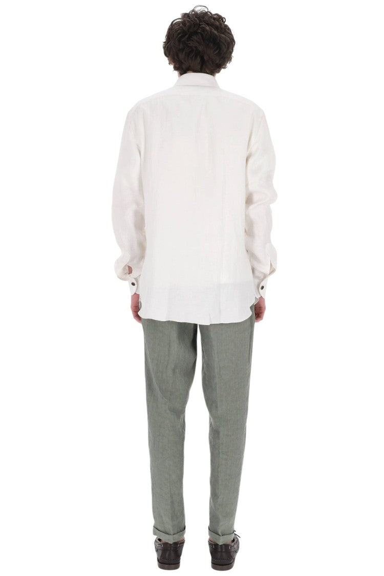 Borriello White Nigel Pure Linen Overshirt Jacket
