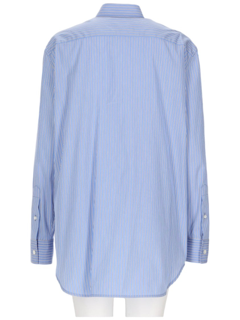 Balenciaga Long-Sleeved Popeline Shirt With Classic Collar And Striped Design