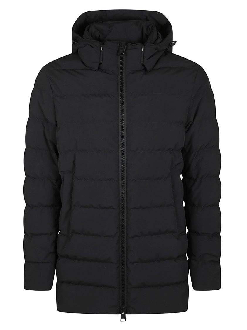 Herno Down-Padded Microfiber Jacket With Removable Hood And Striped Quilting