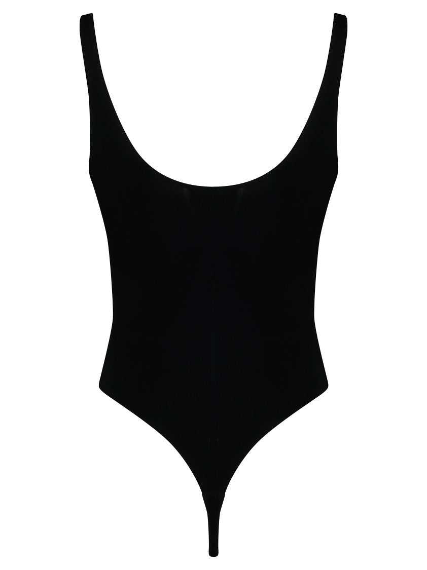 Elisabetta Franchi Rhinestone Hardware Scoop Neck Bodysuit
