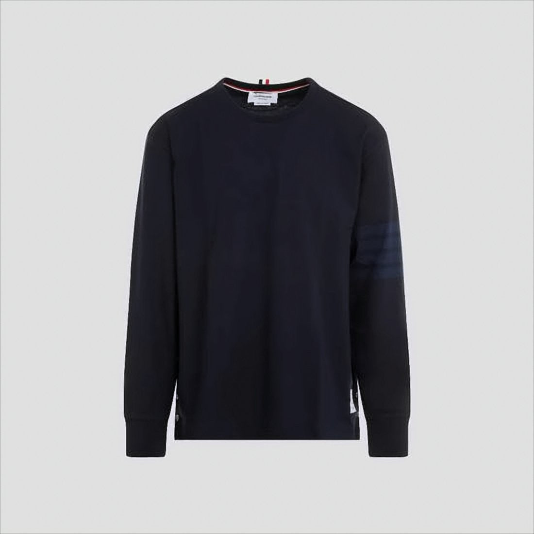 Thom Browne Black Long-Sleeve T-Shirt With Subtle Stripe Detail