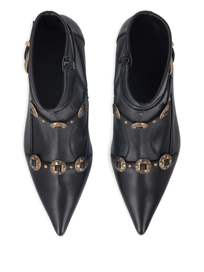 Pinko Black Gloria 20 Leather Kitten-Heel Boots