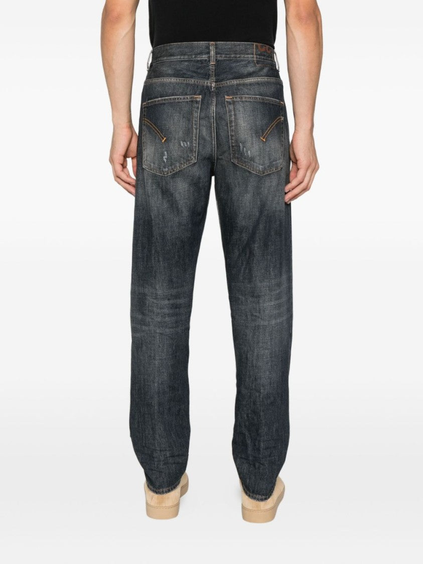 Dondup Distressed Black Denim Jeans With Vintage-Inspired Details
