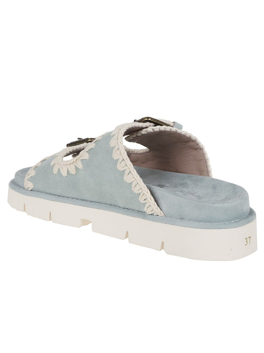 Mou Leather Sandals With Embroidered Upper And Sole