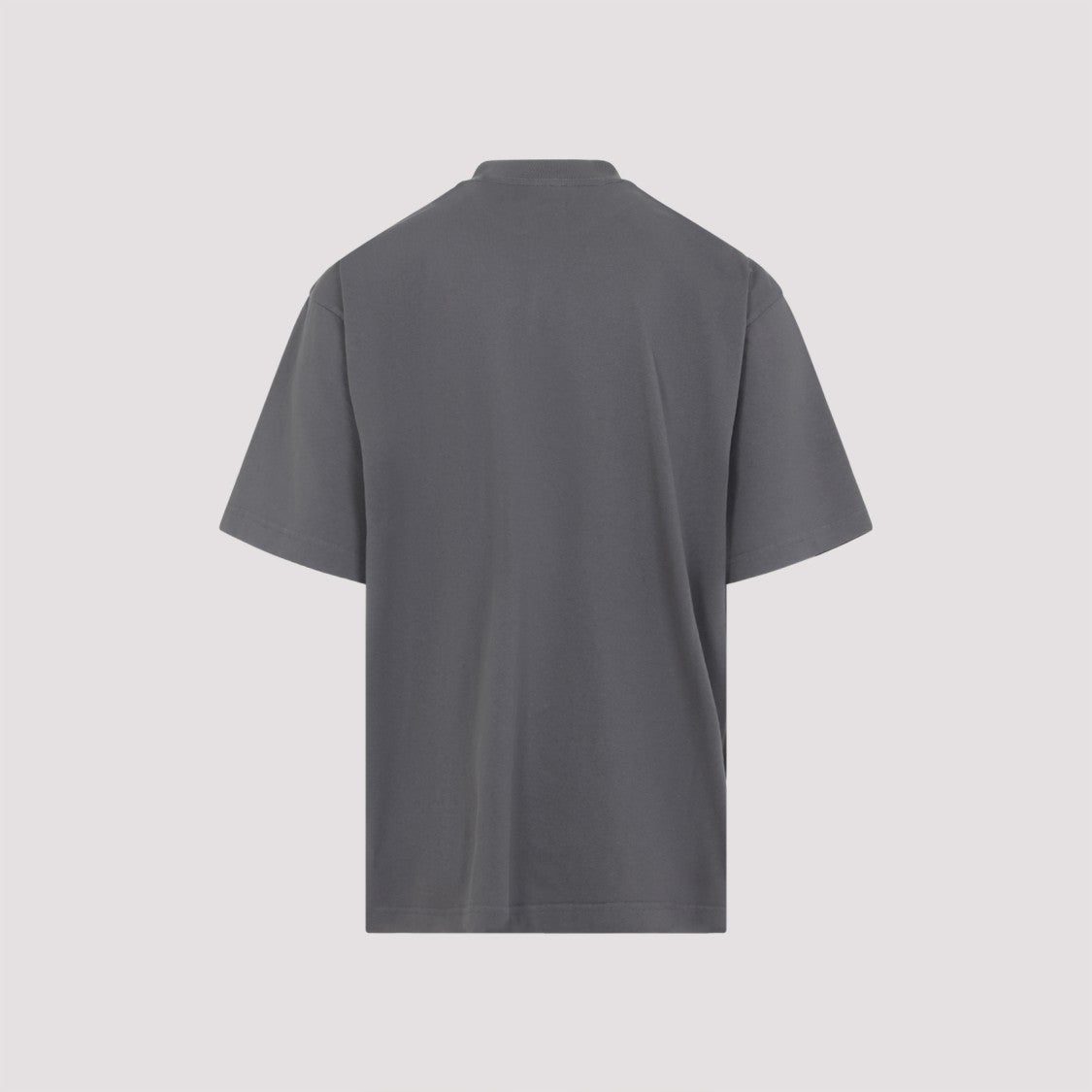 Balenciaga Dark Grey Cotton Medium Fit T-Shirt With Embroidered Logo