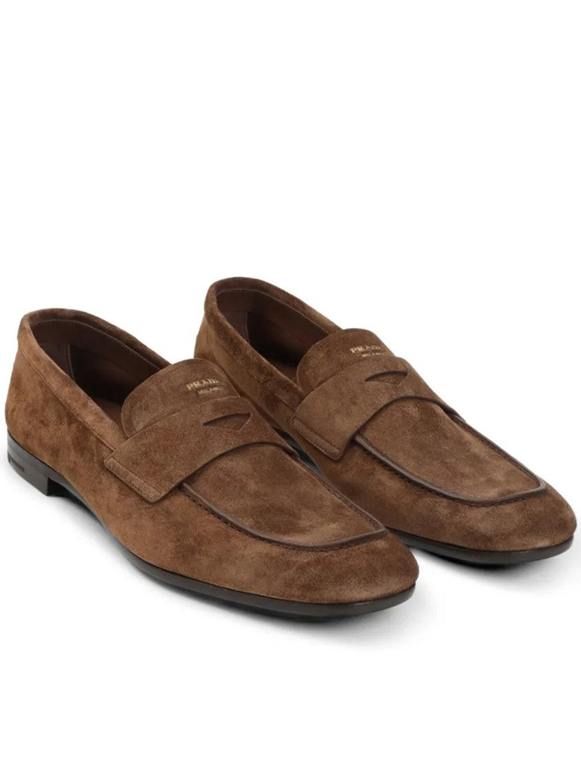Prada Brown Mocassini Suede Penny Loafers