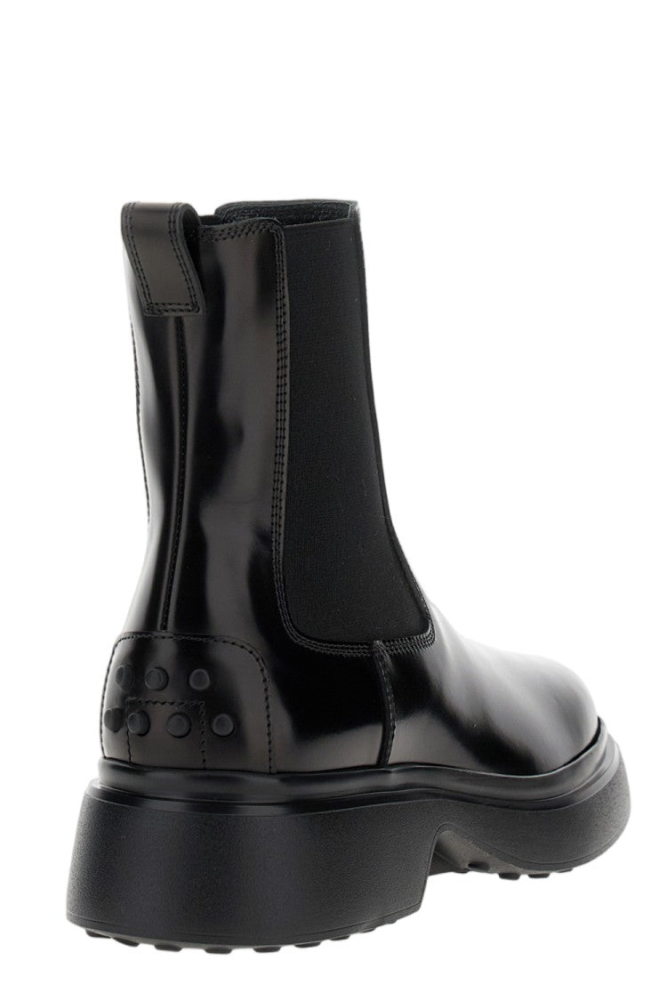 Tod's Black Gommini Calfskin Leather Ankle Boots