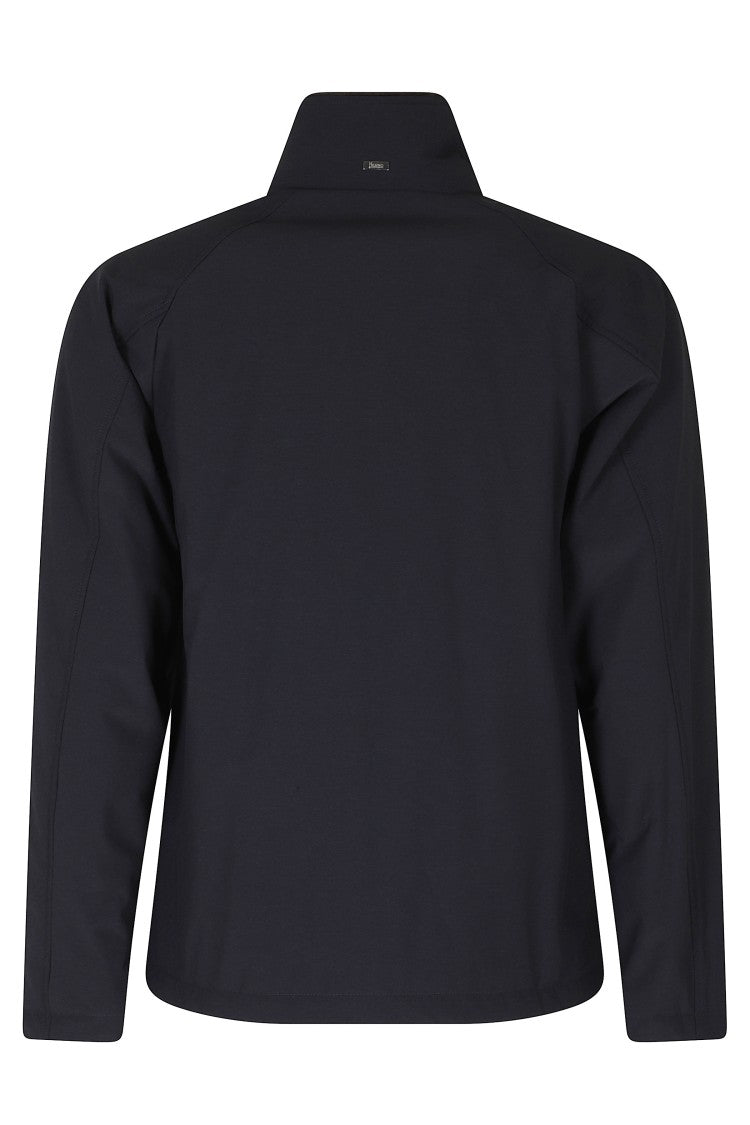 Herno Navy Nylon Comfort Stretch Jacket With Double Collar