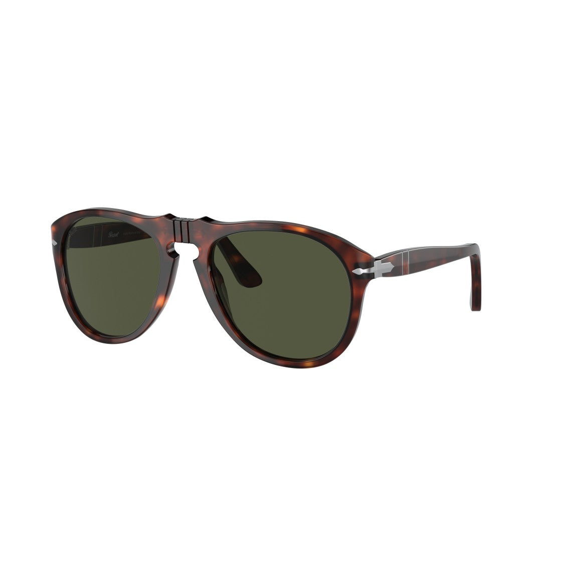 Persol 0Po0649 Tortoiseshell Acetate Aviator Sunglasses With Dark Green Lenses