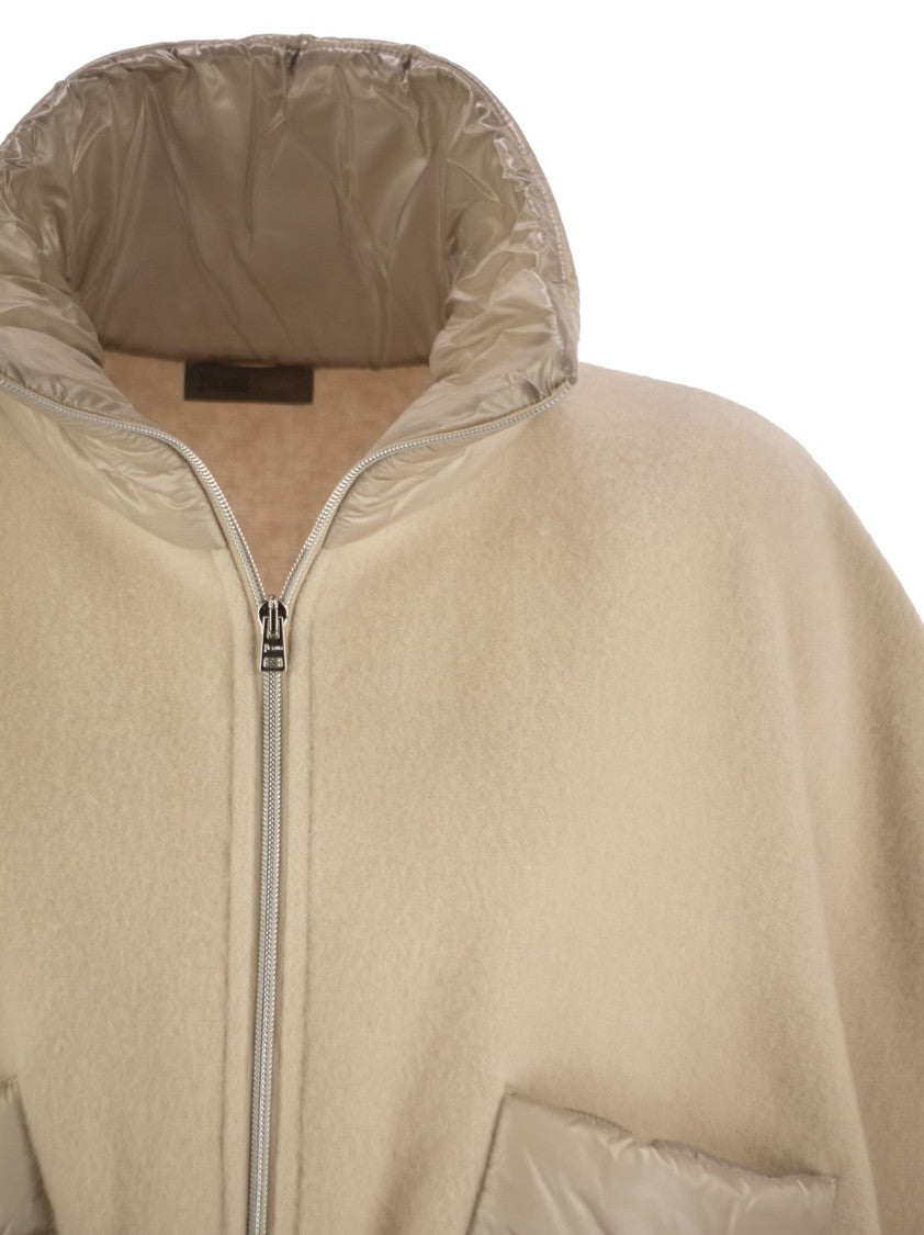 Herno Resort Poncho In Wool And Cashemre