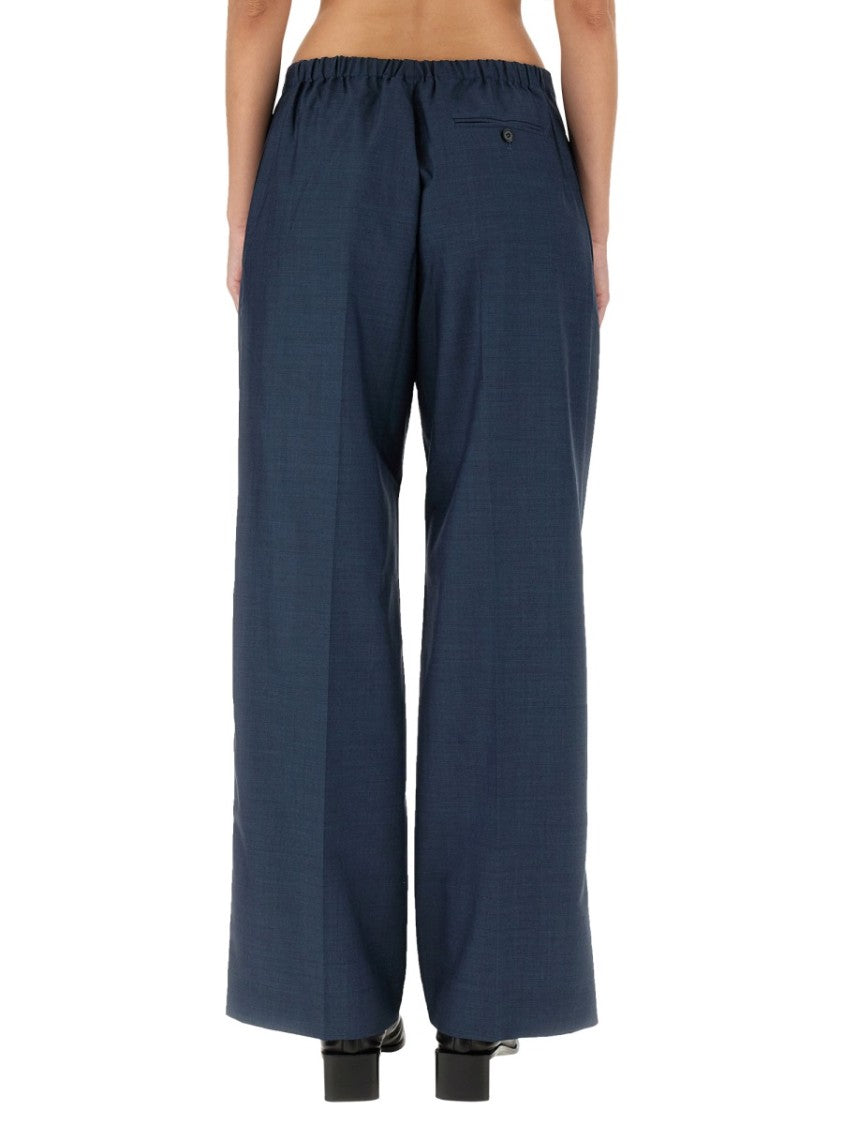 Acne Studios Wide-Leg Wool Trousers With Button Closure