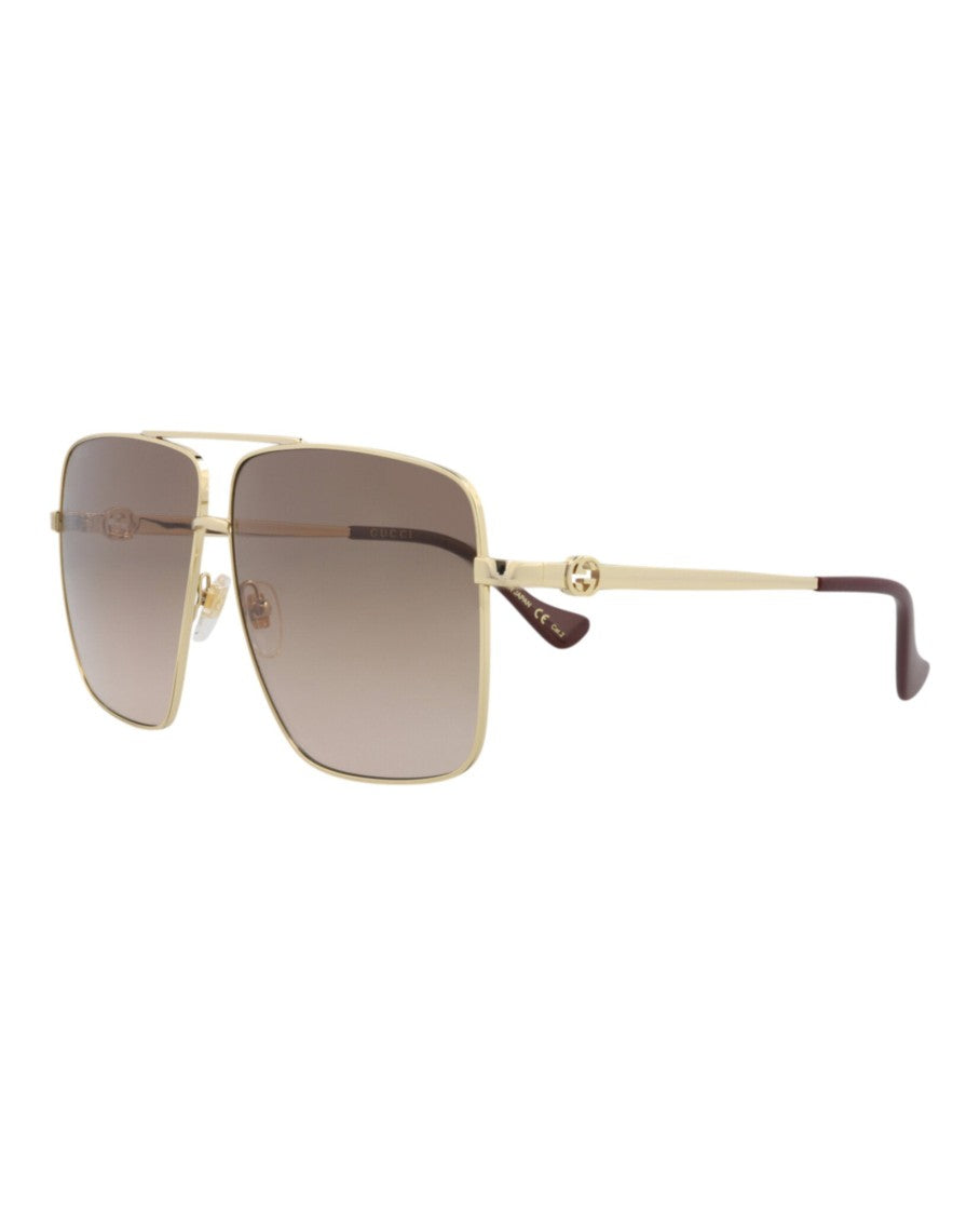 Gucci Aviator-Frame Metal Sunglasses With Gradient Lenses And Signature Logo