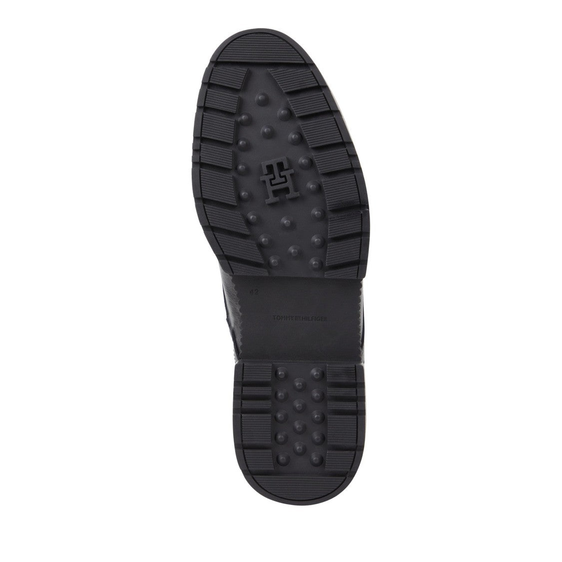 Tommy Hilfiger Black Leather Lace-Up Striped Boots