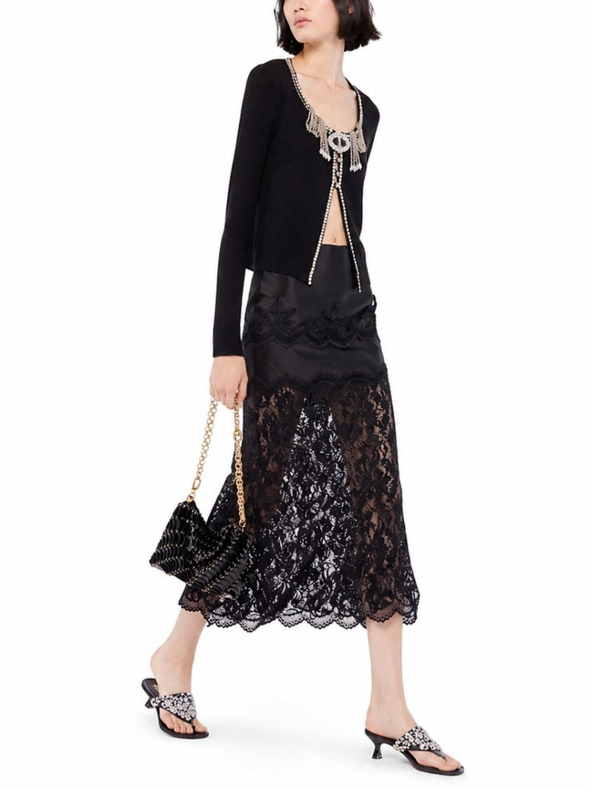 Rabanne Lace Polyamide Flared Midi Skirt