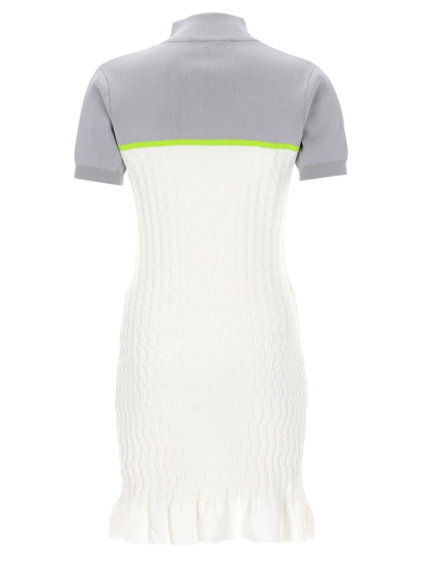 Casablanca Grey Tennis Neon Stripe Polo Shirt Dress