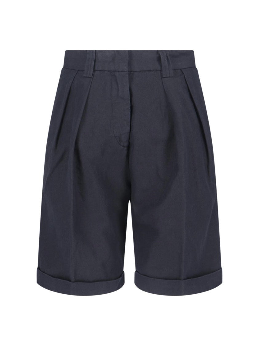 Aspesi Navy Cotton Linen Shorts
