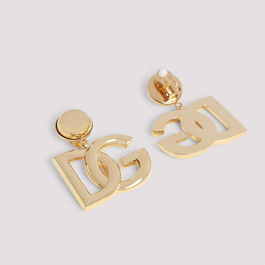 Dolce & Gabbana Bold Brass Earrings With Distinctive Double-Letter Motif