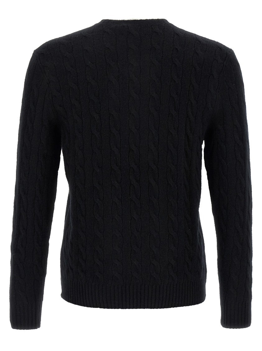 Polo Ralph Lauren Cashmere Blend Braided Sweater With Crew Neck And Embroidered Logo