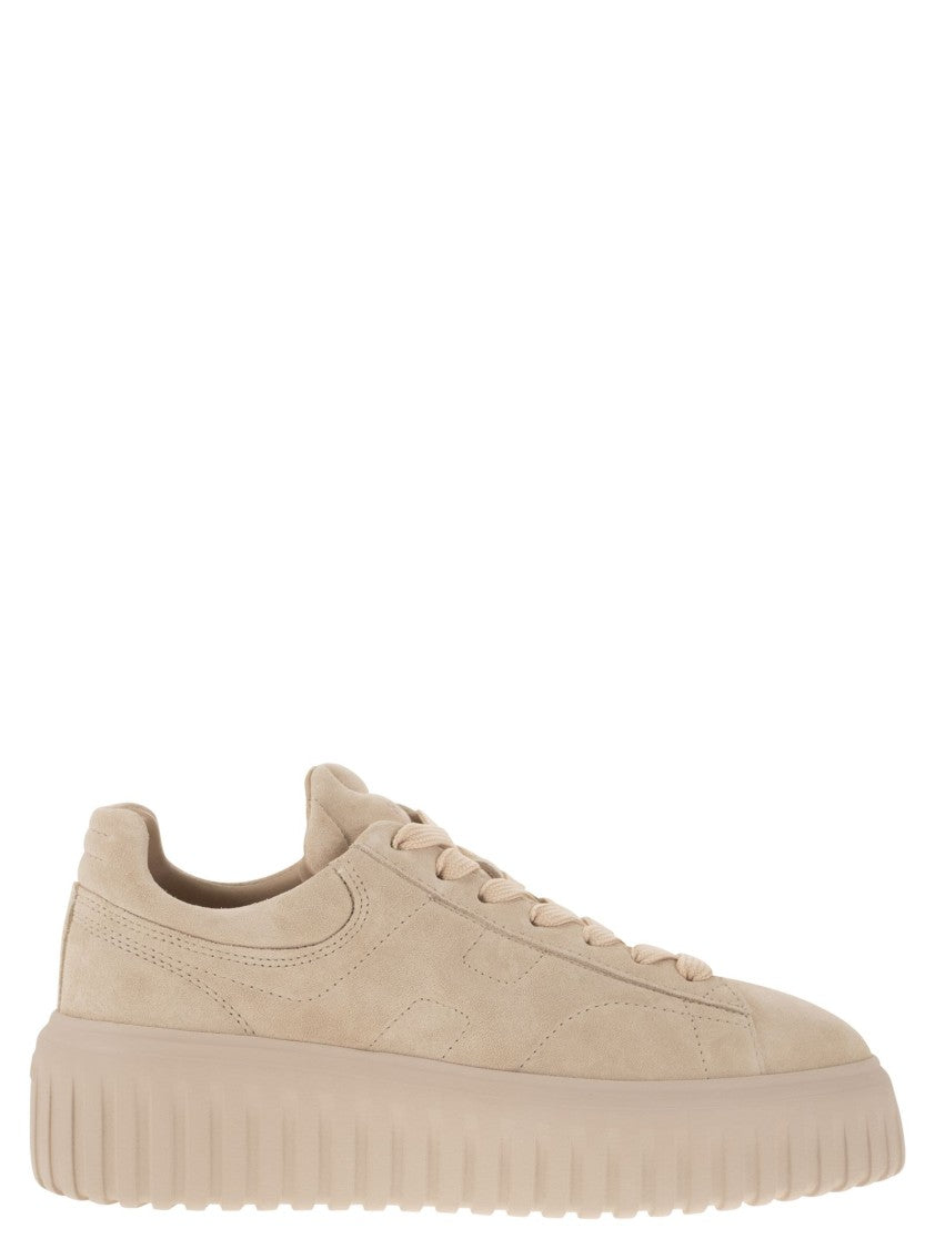 Hogan Suede H-Stripes Sneakers With Memory Foam Cushioning