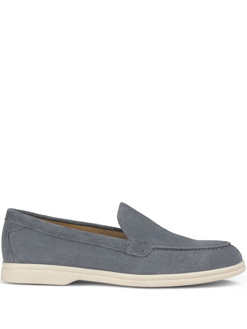 Doucal's Almond Toe Grey Suede Loafers