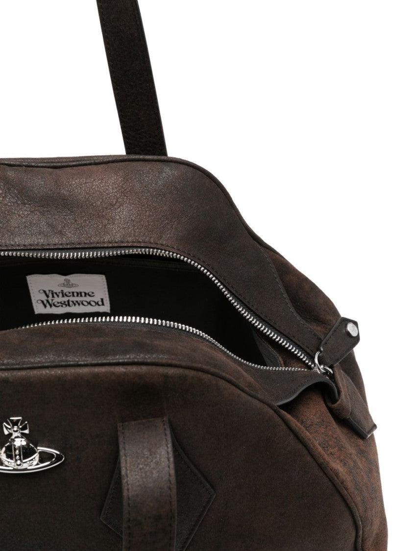 Vivienne Westwood Brown Orb Detail Zip Inset Bag