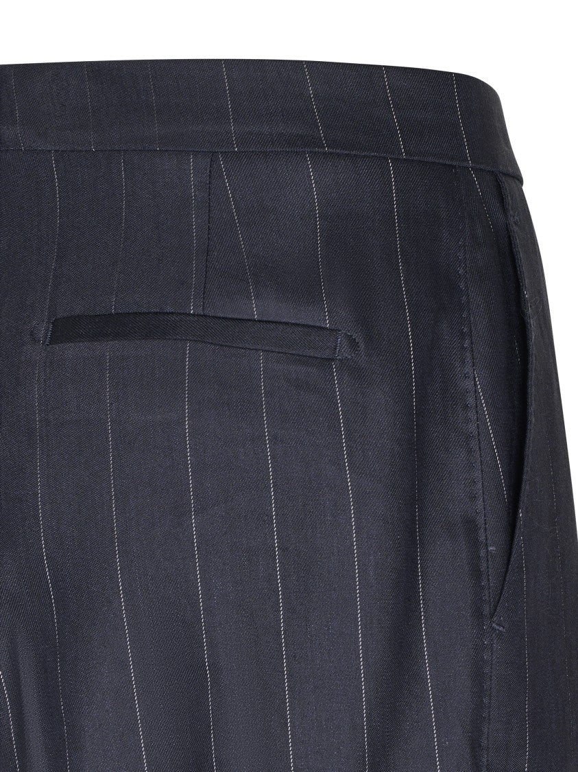 Tagliatore Structured Dark Blazer And Pinstripe Trousers