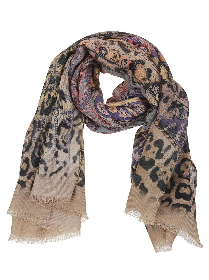 Etro Paisley Degradé Animalier Wool-Blend Scarf