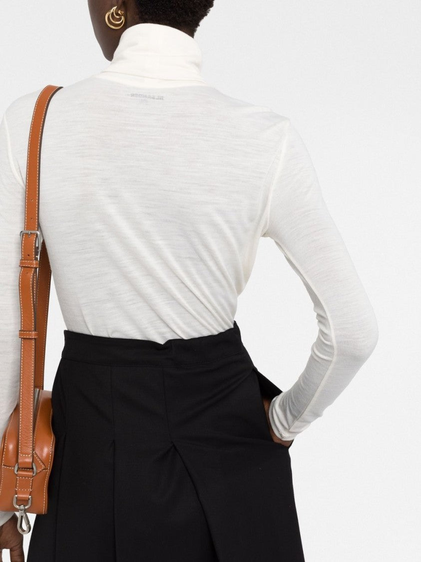 Jil Sander High-Neck Long Sleeve Top With Logo Detail