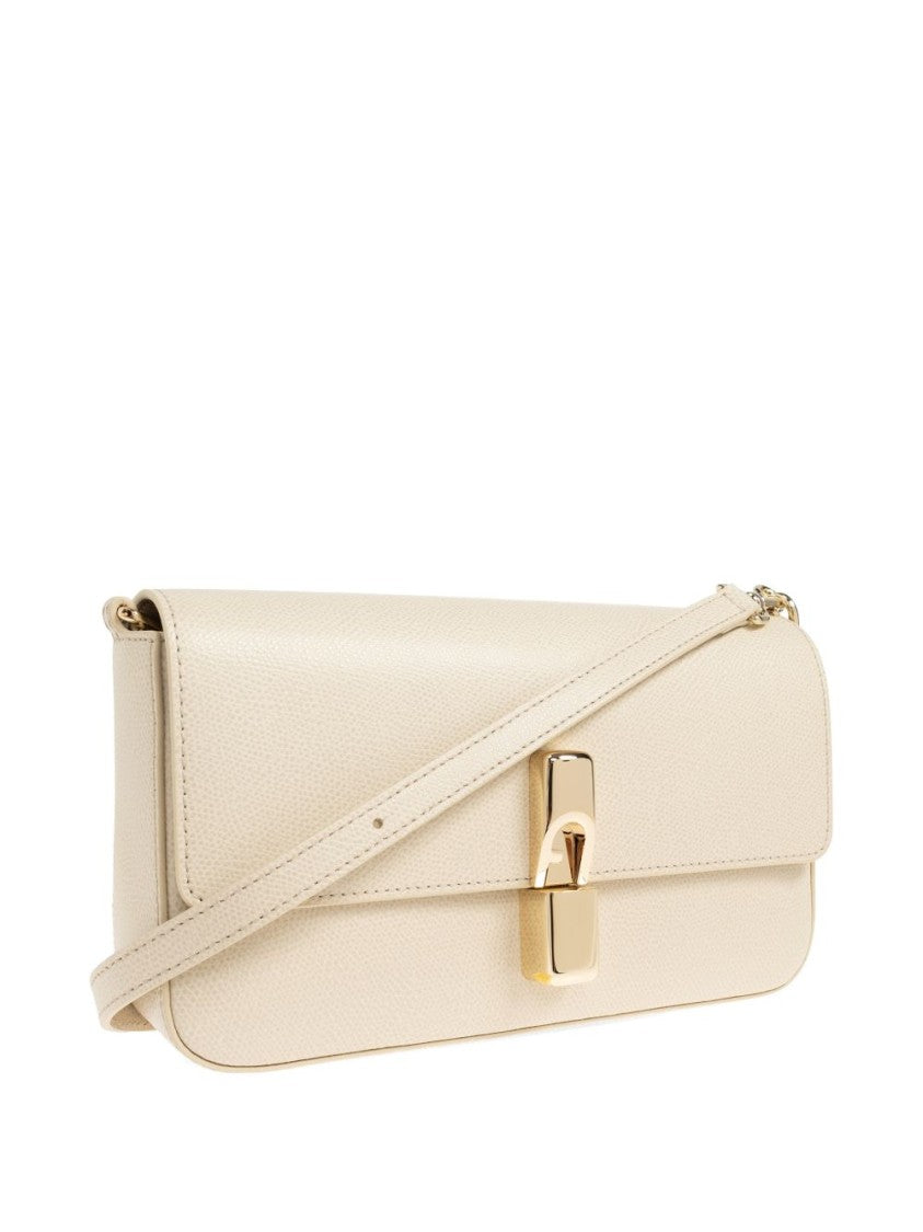 Furla White Iride Crossbody Textured Leather Bag