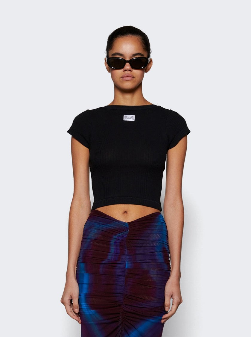 Jean Paul Gaultier Cropped Patch T-Shirt Black