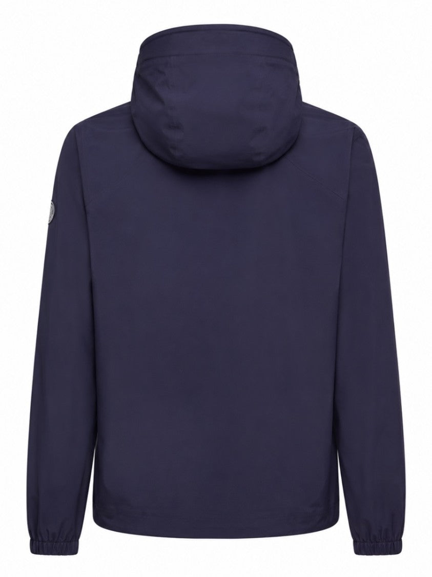 Moncler Grenoble Hooded Blue Jacket With Minimalist Design And Zippered Pockets