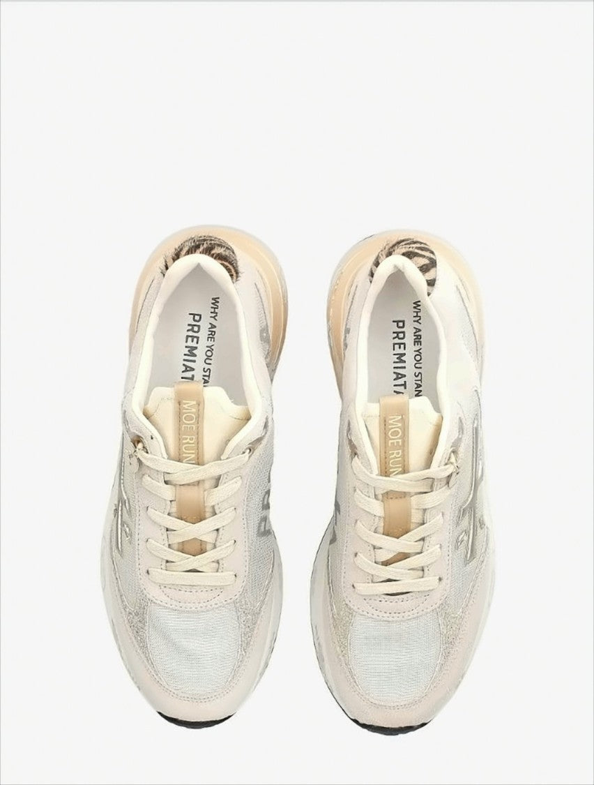 Premiata Suede-Embellished Sneakers With Leopard Print Accents