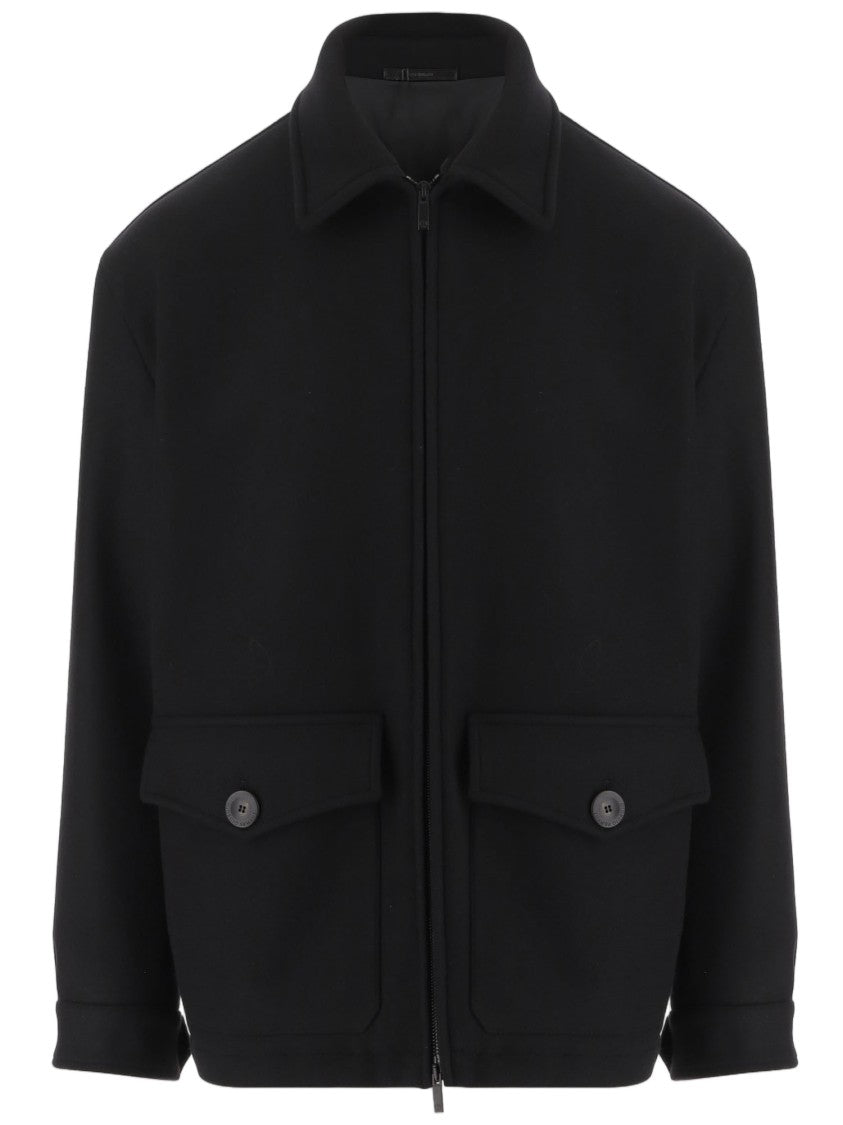 Giorgio Armani Black Wool And Cashmere Coat