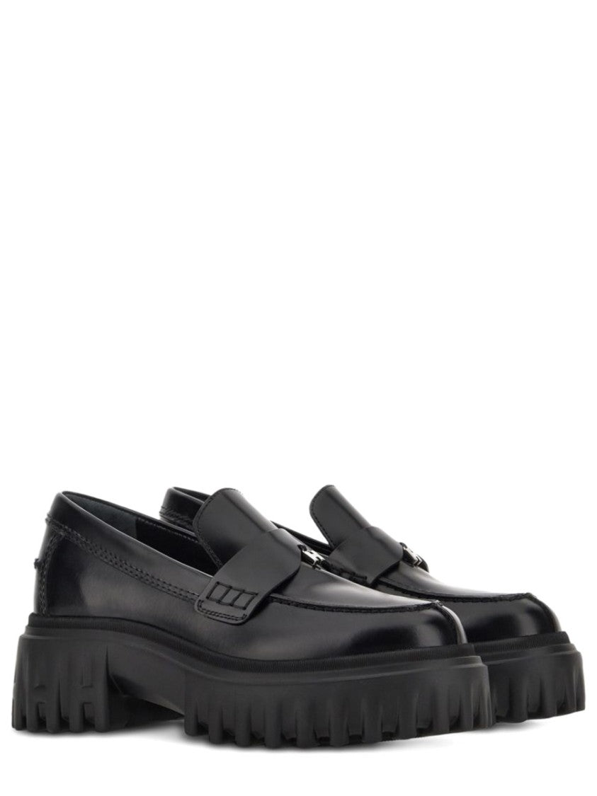 Hogan Black Penny Strap Calfskin Loafers