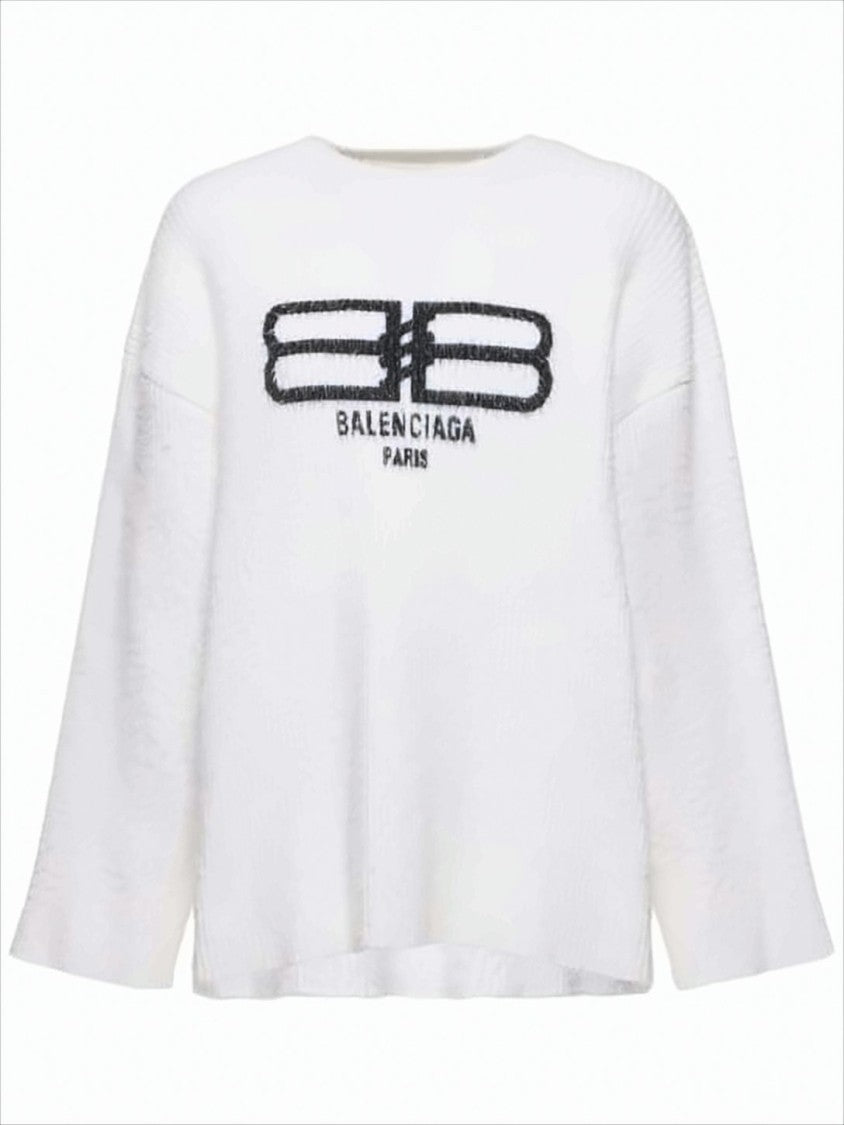 Balenciaga Soft-Textured Cardigan With Bold Embroidered Logo