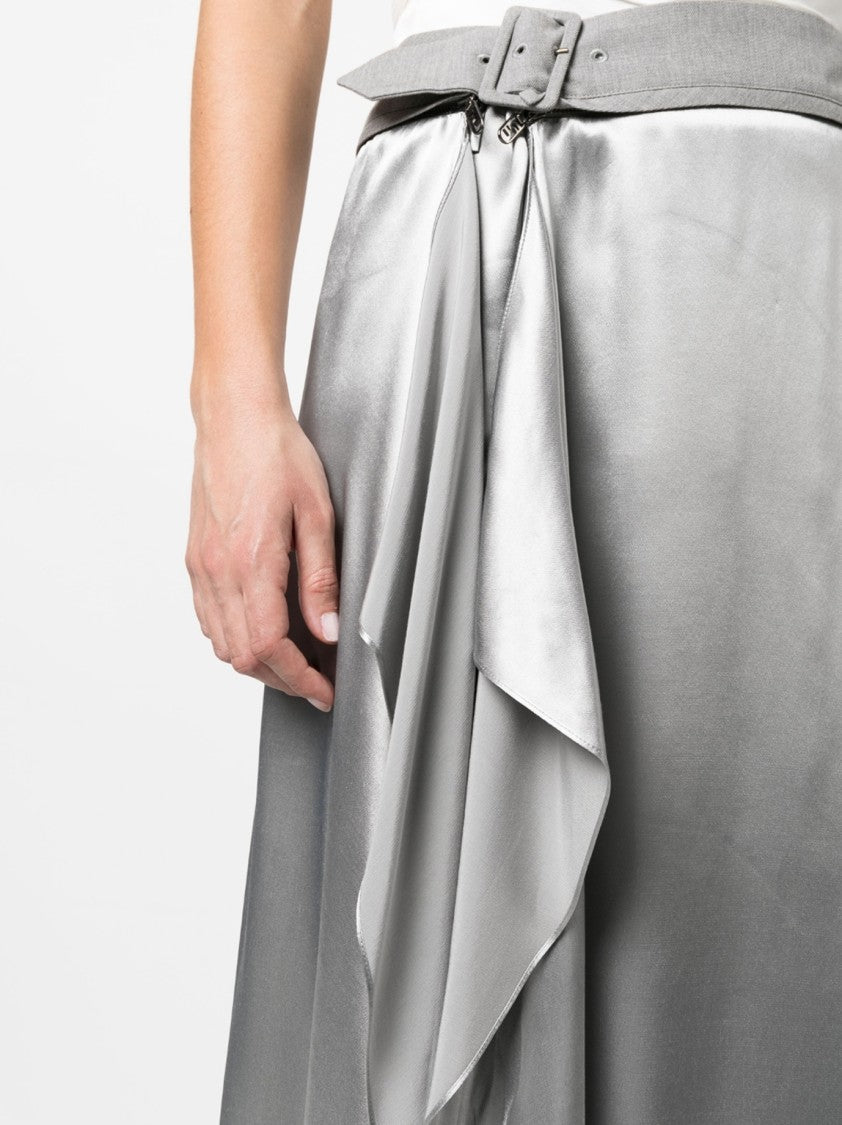 Fendi Asymmetrical Grey Skirt With Draped Detail