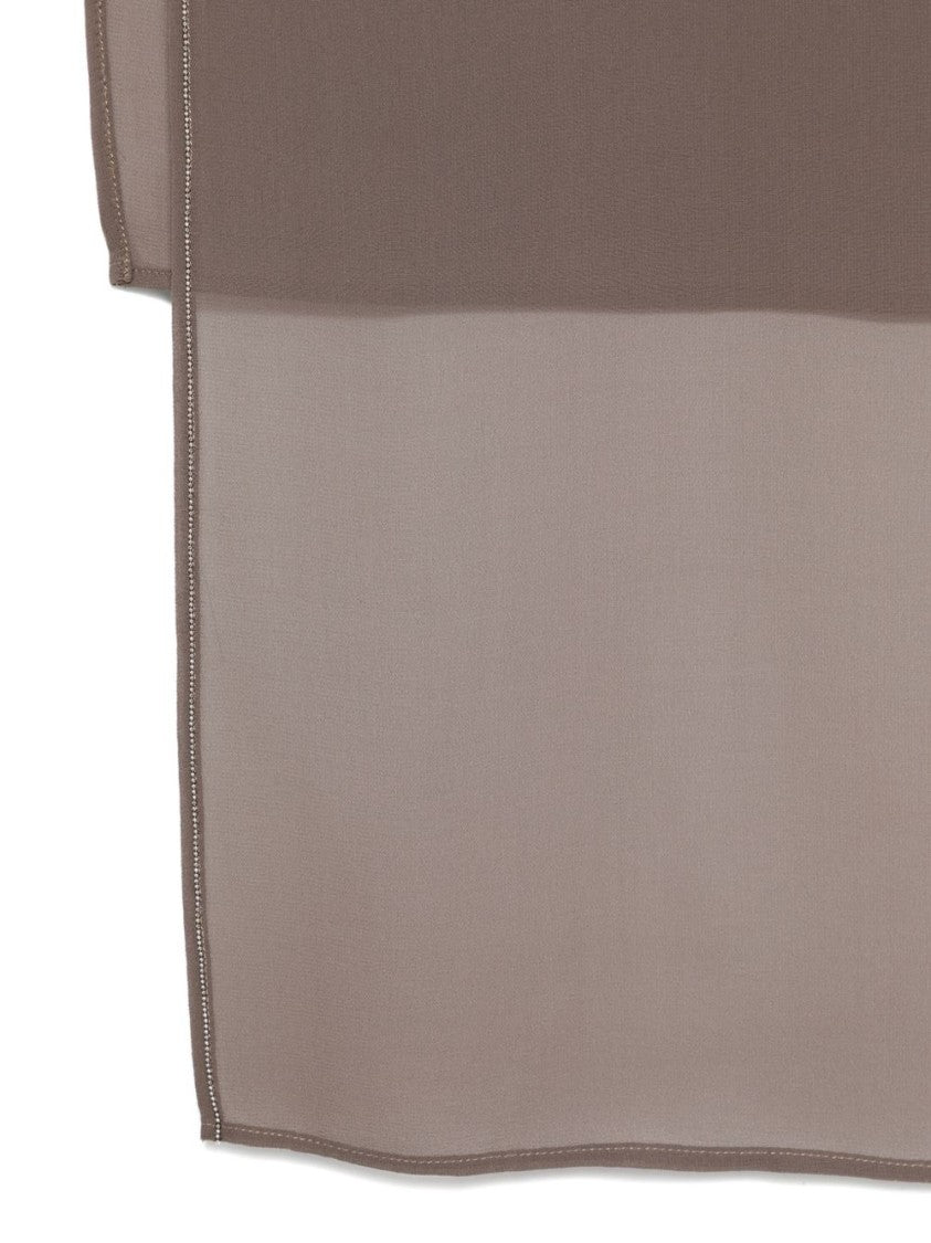 Peserico Brown Scarf With Finely Stitched Edges