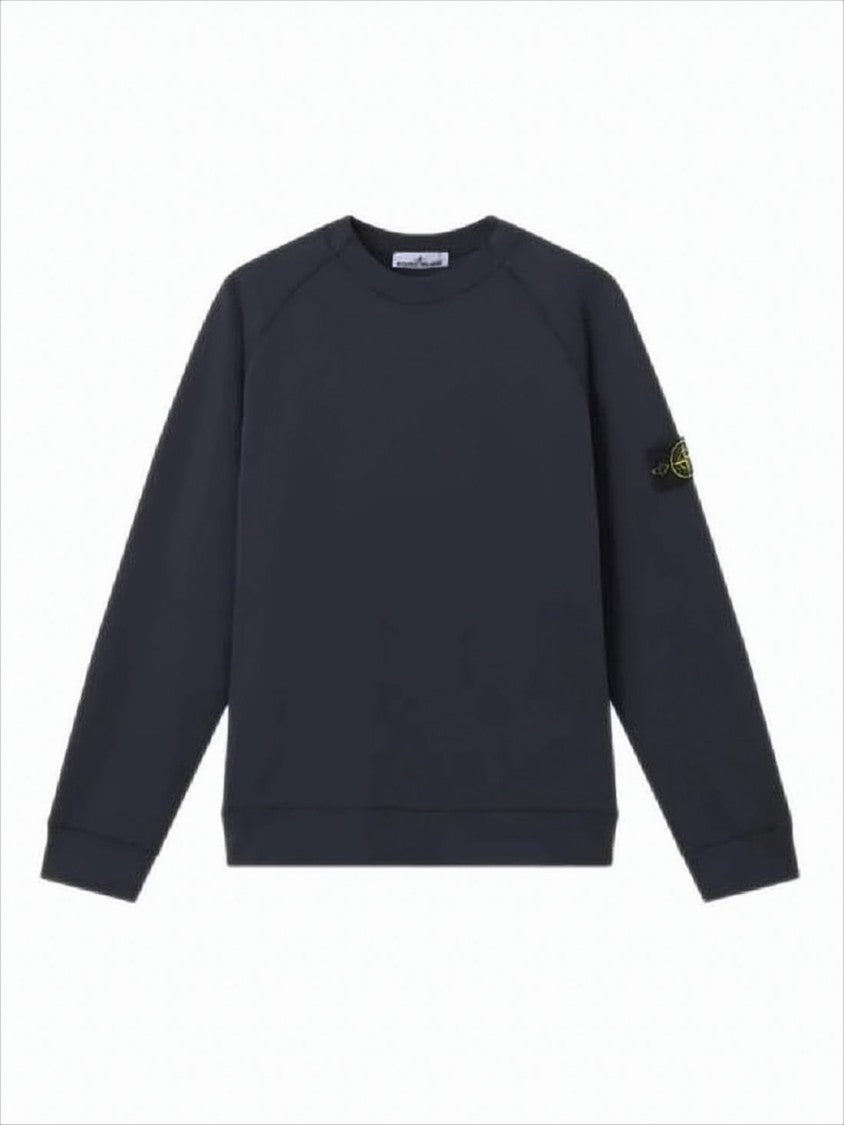 Stone Island Minimalist Black Long-Sleeve Sweatshirt With Iconic Patch