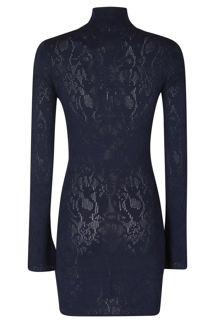 Dondup Slim-Fit Mini Dress With High Neckline And Tribal Jacquard